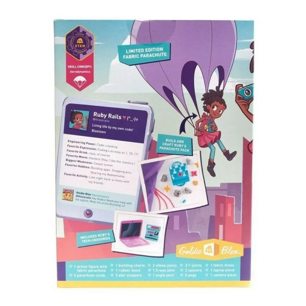 GoldieBlox Ruby Rails Skydive Parachute Toy